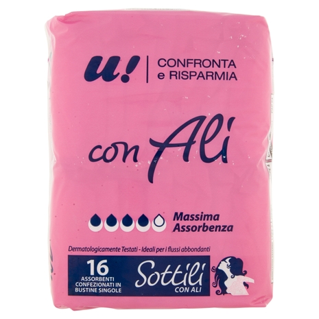 16 Assorbenti Sottili con Ali U! Confronta e Risparmia